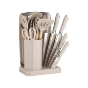 HEESEM 23 PCS Silicone Utensils Kitchenware Set with Removable Knife Cover, Non-Stick Heat Resistan Tools-Khaki