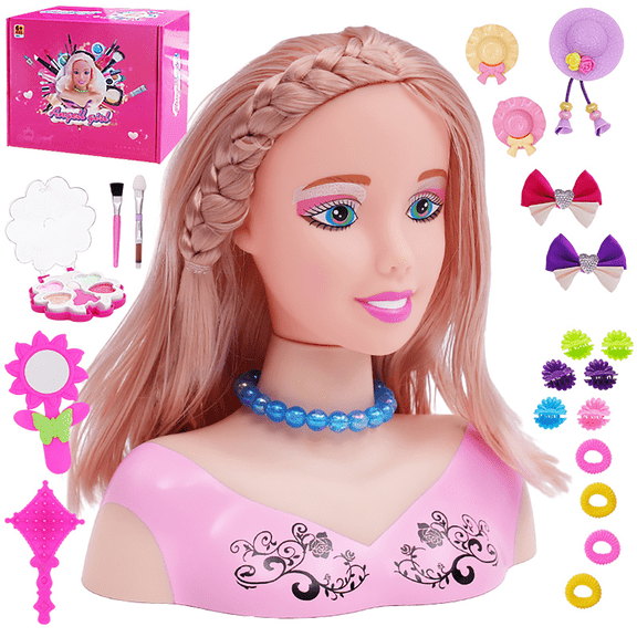 23 Pack Deluxe Hair Styling Doll Head with Salon Hairstyle Kit & Accessories A gift suitable for girls Birthday Gifts
