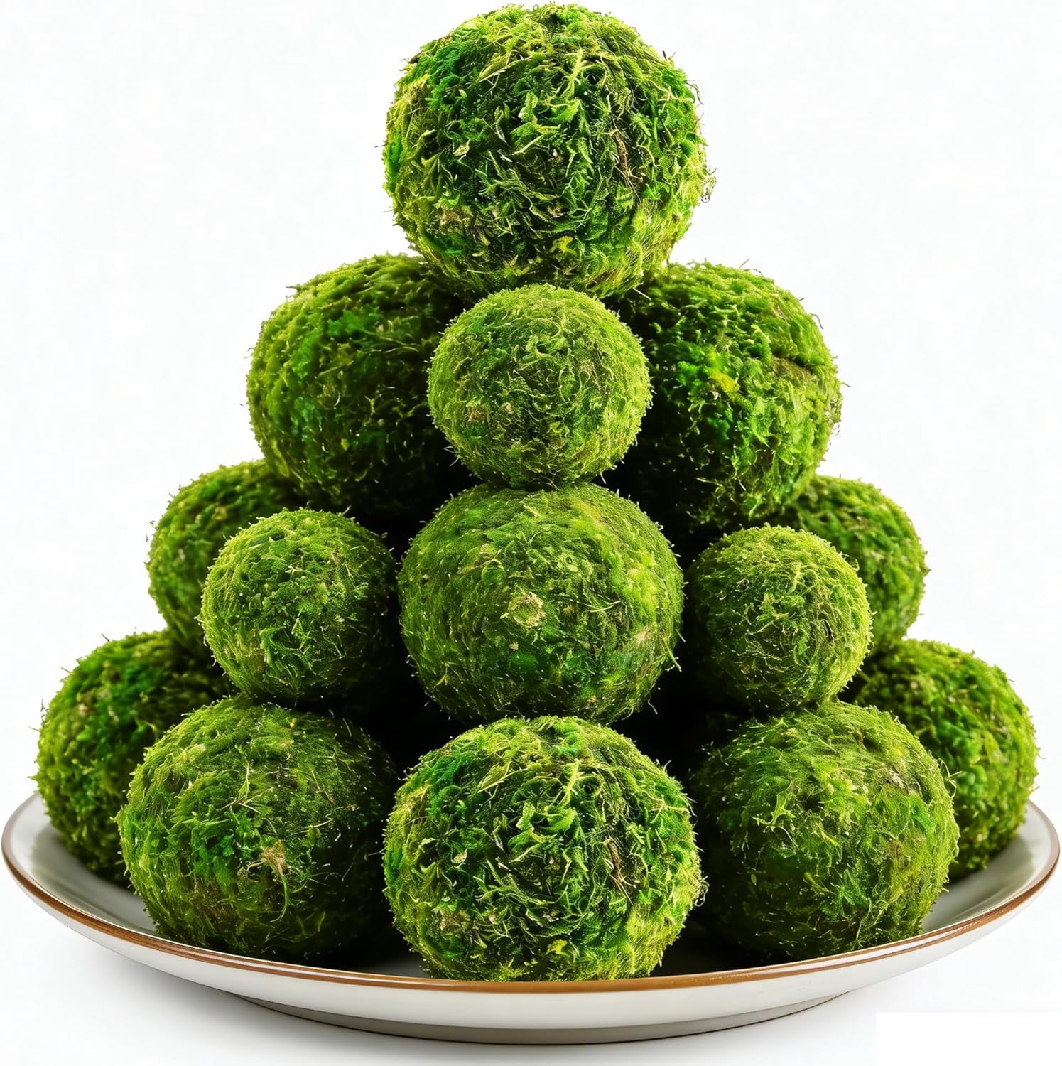 AISLE 3 ESSENTIALS Pack of 23 Artificial Moss Balls, Faux Moss for Decorative Bowl Fillers, Centerpieces, and Home Decor Accents, Includes 8 Large and 15 Extra-Large Fake Moss Balls, Green