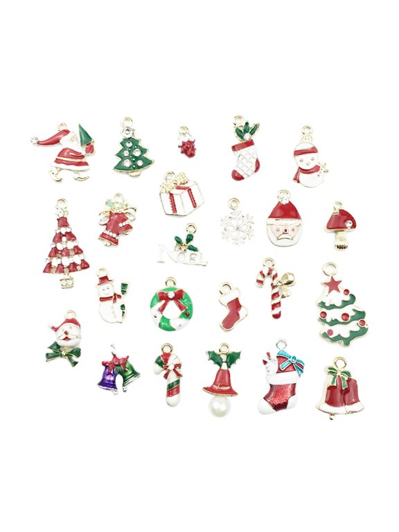 23 Pcs DIY Ornaments Christmas Stocking Stuffers Jewelry Charms Pendants Making Decorative Cute Necklace