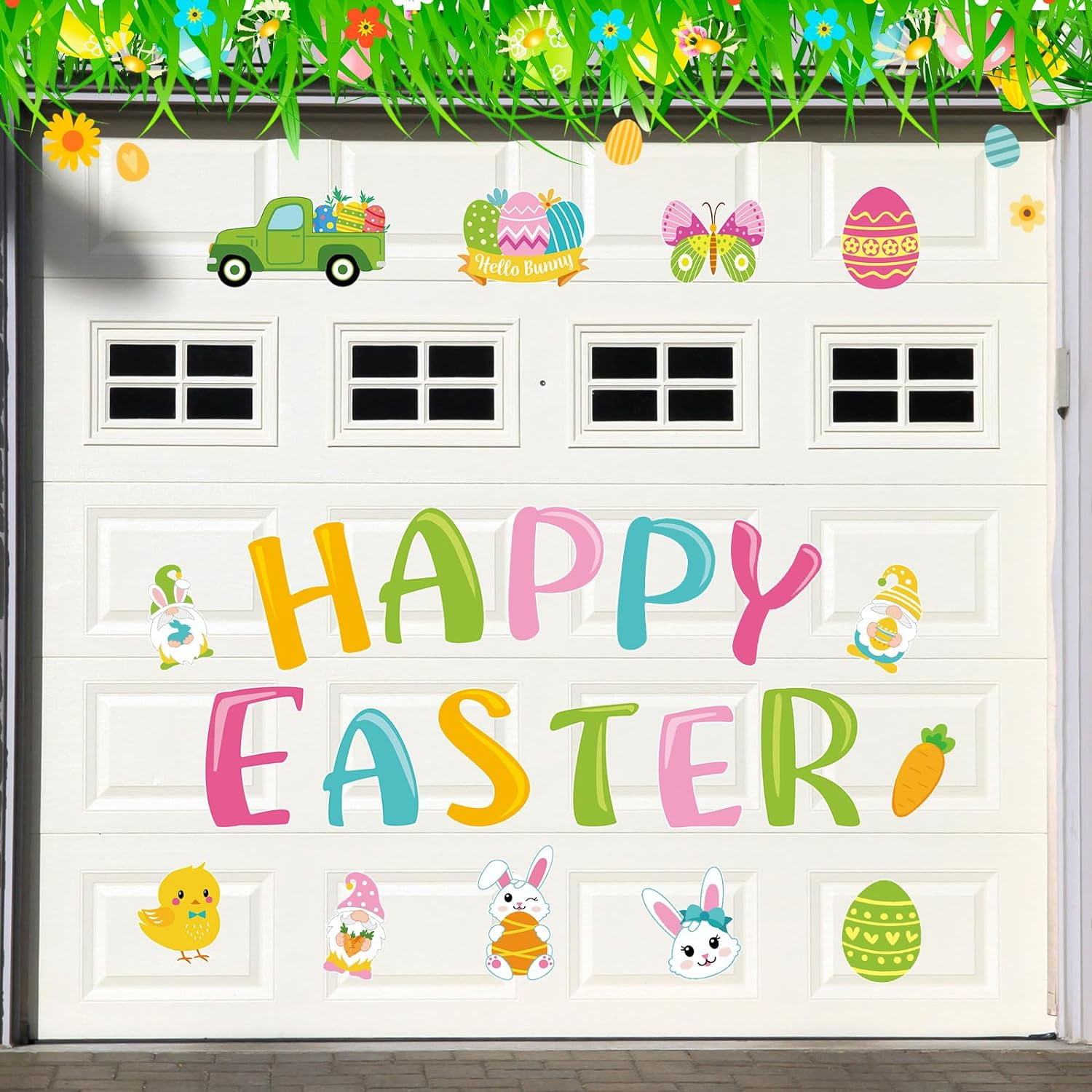 23 Pcs Happy Easter Garage Door Magnets Large Easter Garage Door Decorations Holiday Magnetic Stickers Spring Bunny Garages Magnets Spring Egg Gnome Decals for Car Refrigerator Decor