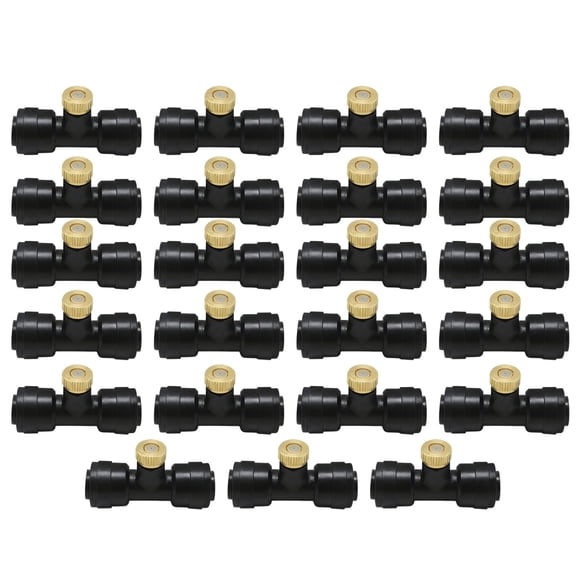 23 Pcs Low Pressure Misting Nozzles Kit, Including 12 Brass Orifice Nozzles, 10 Bases & 1 Plug, 1/4 Inch Quick Connect Water Misting Tees for Home Garden