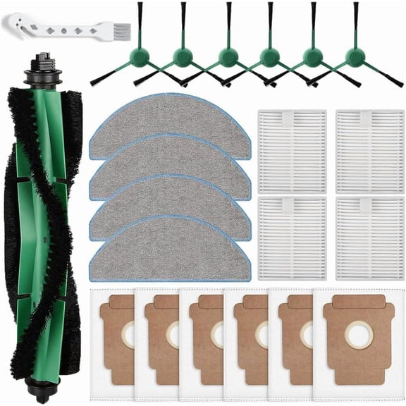 23 Pcs Replacement Parts for iRobot Roomba 104 Q052 105 Vac Combo Q0520 and Roborock Q7 M5 with 2 Main Brushes 6 Dust Bags 4 Mop Pads