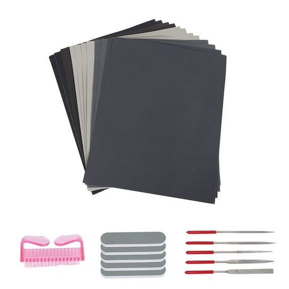 23 Pcs Resin Casting Tools Set, Epoxy Resin Polishing Kit, 12 Sand Papers, 5 Polishing Blocks, 5 Shapes Files, 1 Brush