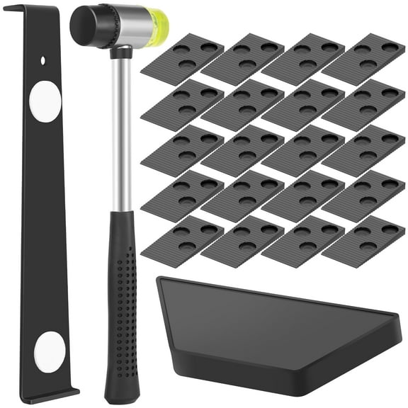 23 Pcs Wood Floor Installation Kit Complete Laminate Wood Flooring Tool with Double Faced Hammer Heavy Duty Pull Bar Solid Tapping Block and 20 Pcs Spacers for Flooring Projects