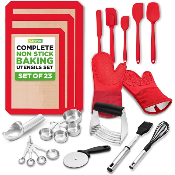 23-Piece Baking Utensil Set with Oven Mitts Perfect for Baking, Measuring, Stirring and Preparing of Ingredients