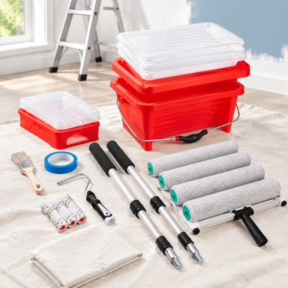 23 Piece Dual-Size Paint Roller Kit with 4 Inch and 18 Inch Tools