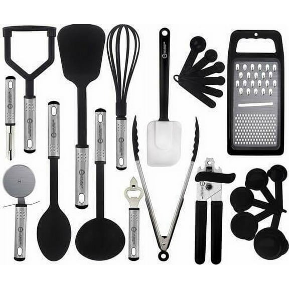 23 Piece Kitchen Utensil Set Stainless Steel Heat Resistant Cooking Accessories With Non Scratch Tips