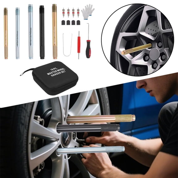 23 Piece Wheel Mounting Tool Kit with Guide Pins, Lug Bolt Alignment Tool Set for Tire Installation, Multiple Thread Sizes for SUVs Trucks