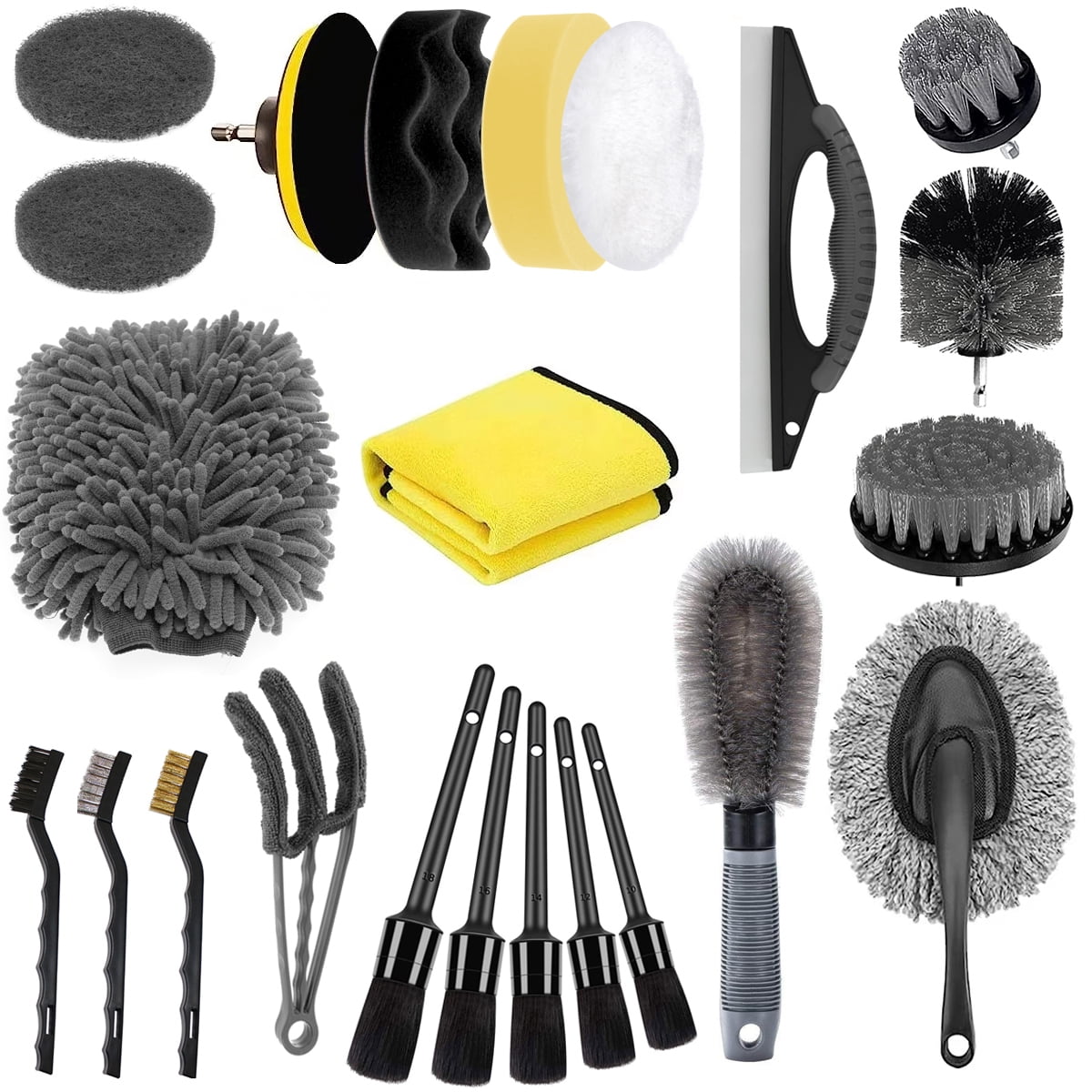 23 Pieces Car Detailing Kit Car Cleaning Tools Auto Detailing Drill Brush Car Wash Kit - Car Detail Brush Set for Cleaning Wheels Interior Exterior Leather Dashboard Vents