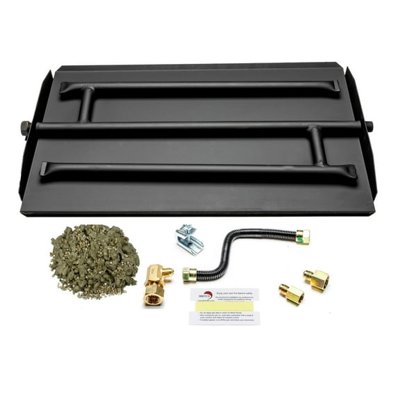 23" Powder Coated Triple Flame Gas Burner with Connection Kit for LP Fire Pit or Fireplace