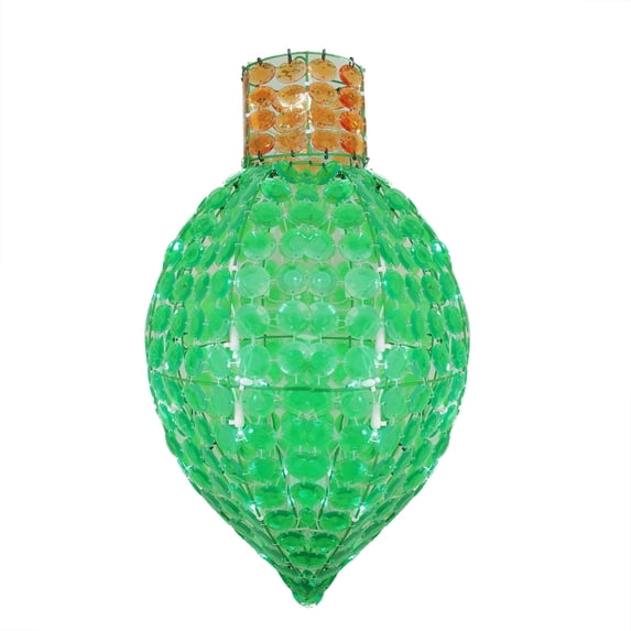 23" Pre-Lit Green and Amber LED Faceted Finial Christmas Light Bulb