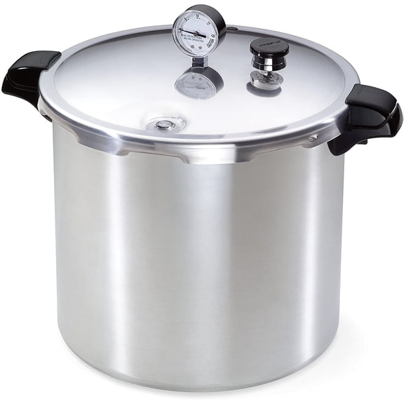 23 Quart Pressure Canner and Cooker, Silver Heavy-Gauge Aluminum Stovetop Canner with Dial Gauge, Dual-Function Pressure Cooker for Home Canning Preserving Cooking
