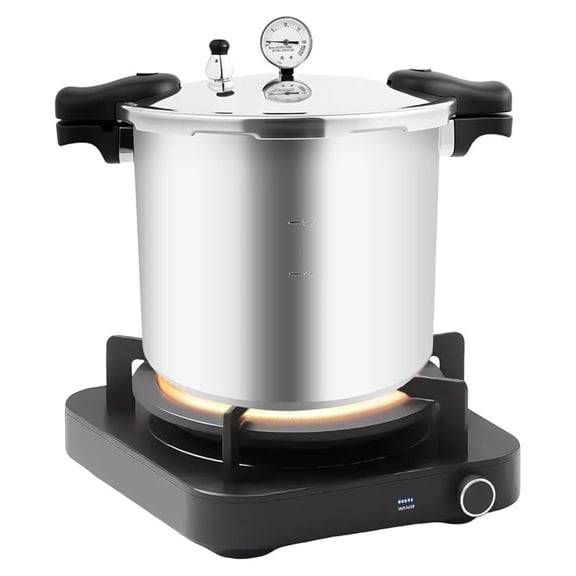 23 Quart Pressure Canner and Cooker with Pressure Gauge 10PSI Explosion Proof Safety Extra-Large Size for Big Canning Jobs, Gas Stoves