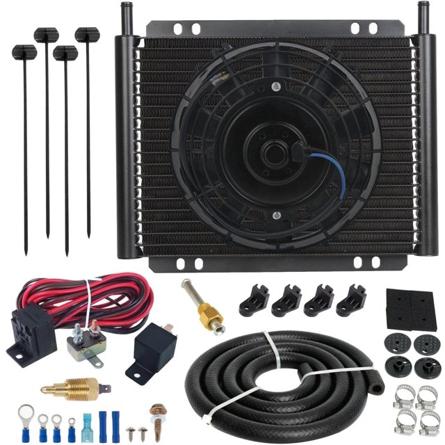 23 Row Transmission Oil Cooler Electric Fan 12 Volt Grounding Thermostat Wire Kit