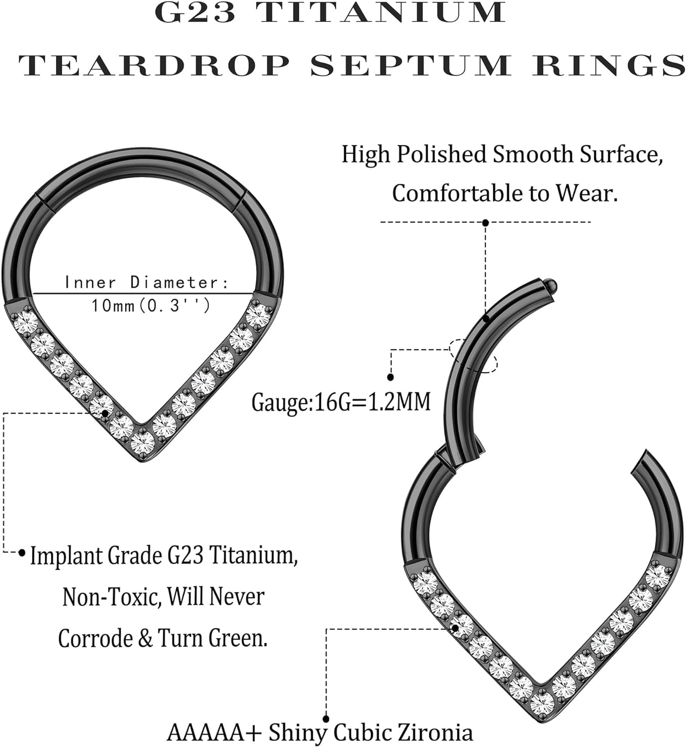 𝑮23 𝑻𝒊𝒕𝒂𝒏𝒊𝒖𝒎 Septum Rings Daith Rook Piercing Jewelry Gold Hypoall