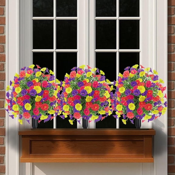 23" Set of 2 Artificial Boxwood Topiary Ball with Spike, Resistant Outdoor Fake Fall Flowers with Shrubs Branches,Faux Flowers for Garden Front Porch Yard (Mix Color)