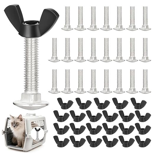 23 Set M6 Pet Carrier Fasteners, Kennel Replacement Bolts and Butterfly
