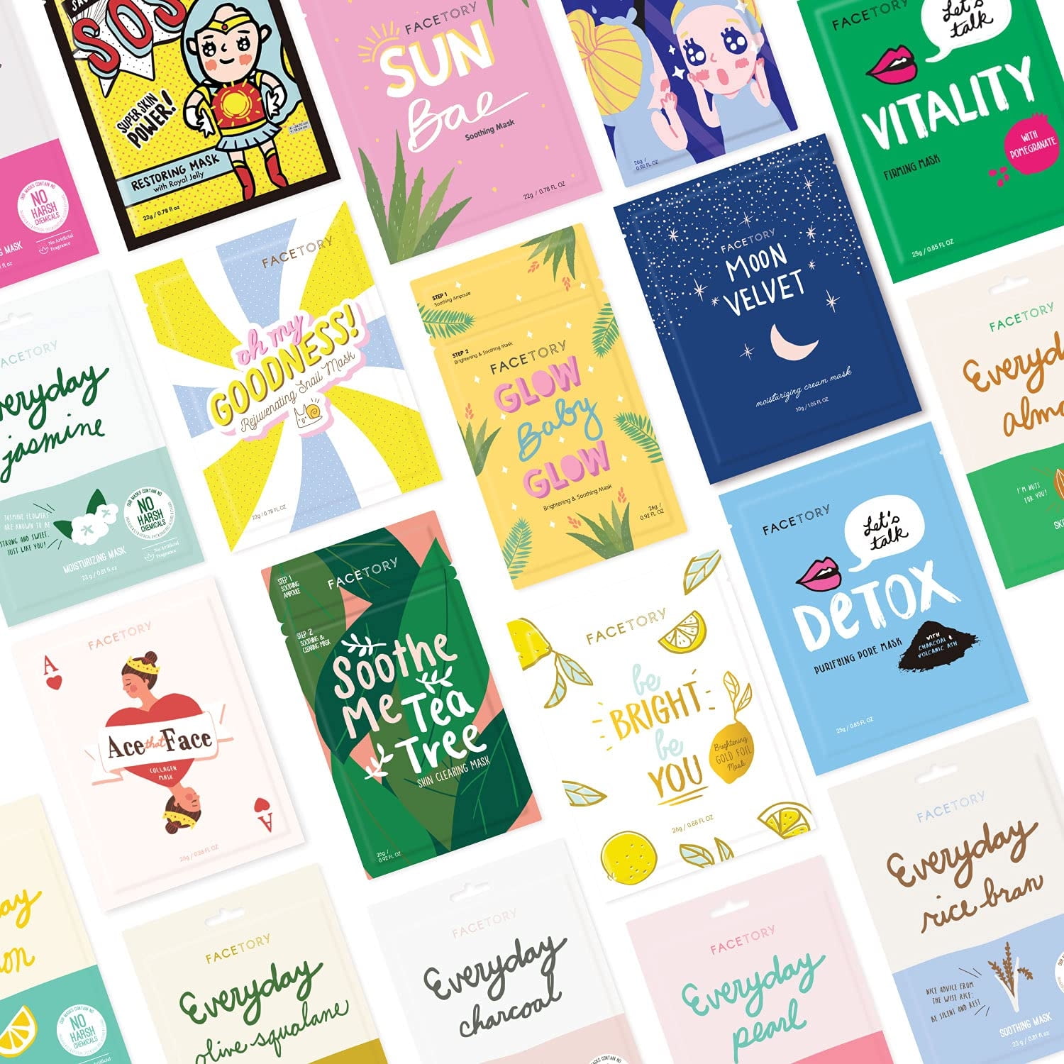23 Sheet Mask Collection Hydrating Moisturizing Radiance Boosting