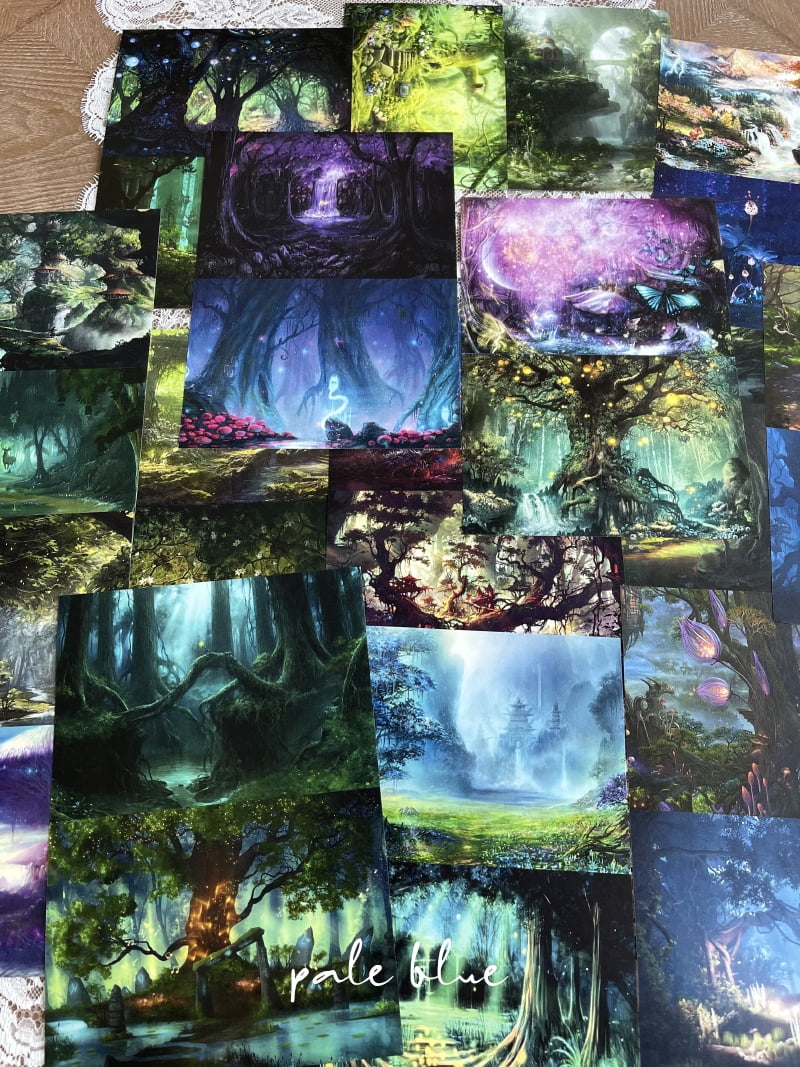 23 Sheets Enchanted Forest Scrapbook Paper - A5 Size DIY Junk Journal Material for Creative Crafting