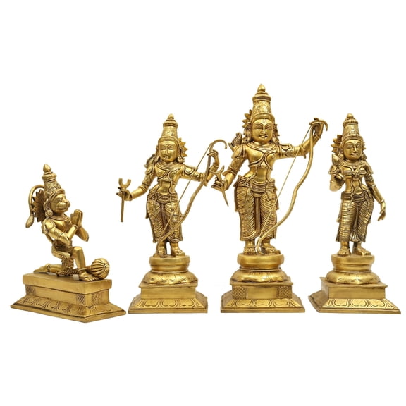 23-inch Shri Rama Darbar Brass Idol - Royal Court Scene Handmade Statue