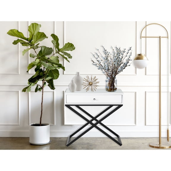 23" Side Table with Metal Base / In Living or Bed Room / Adds Aesthetic Appeal
