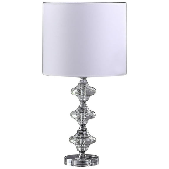 23" Silver Crystal Geometric Table Lamp With White Classic Drum Shade