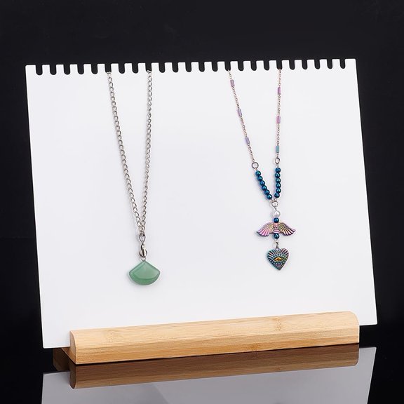23 Slot Jewelry Organizer Necklace Holder Hanging Acrylic Necklace Display Stands Jewelry Display Planks with Wood Base Necklace Storage Holder for Selling Retail Personal