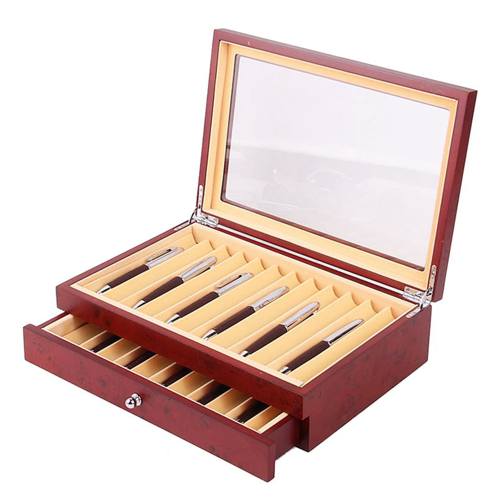 23 Slots Wooden Pen Storage Case Luxury 2 Layer Pen Display Organizer