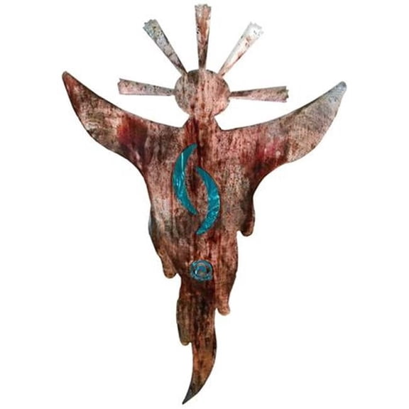 23" Southwest Metal Wall Decoration Smoke Spirit Shaman with Moons - Teal
