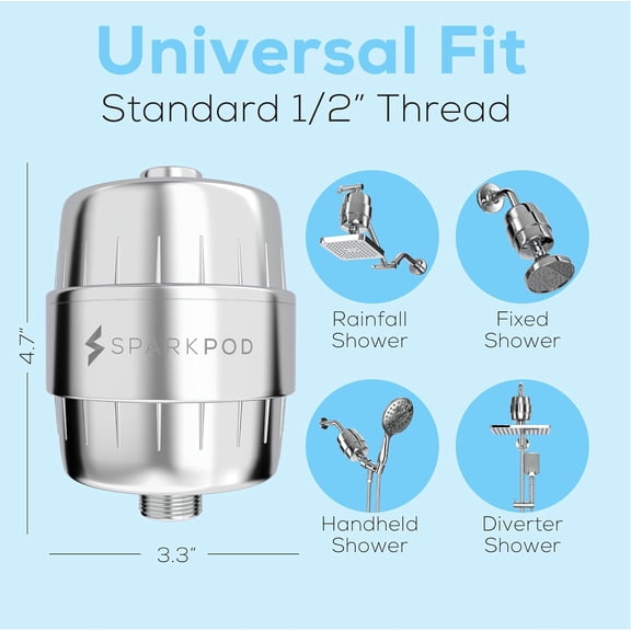 23-Stage Shower  Filter for Dry Hair and Skin - High Output  Shower Filters to Remove Toxic Chemicals, Chlorine & Heavy Metals (Luxury Polished )