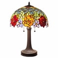 thumbnail image 1 of 23" Stained Glass Two Light Jeweled Flowery Accent Table Lamp, 1 of 5