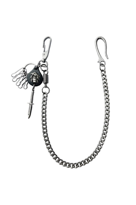 23" Strong Leash w/ Death Skull Thick Wallet Biker Trucker Jean Key Chain