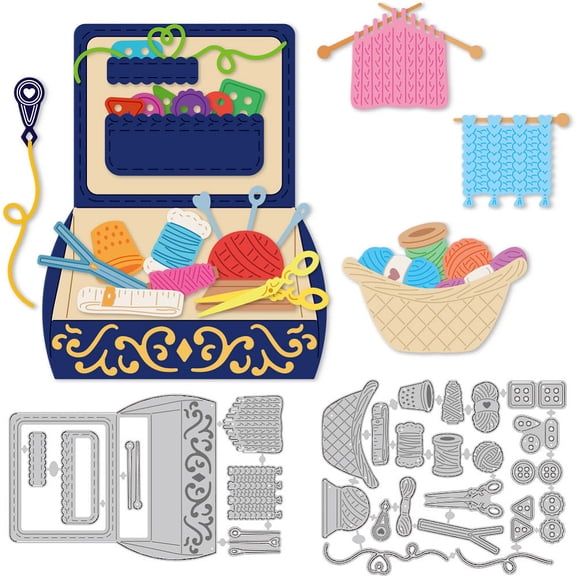 23-Style Sewing Box with Cutting Dies Carbon Steel Die Cuts Stencils for Card Making Scrapbooking Embossing DIY Craft Paper Album
