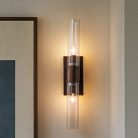 23'' Tall Antique Bronze 2-Light Modern Vanity Light Over Mirror Unique/Statement Double Wall Sconce for Bathroom Living Room Bedroom