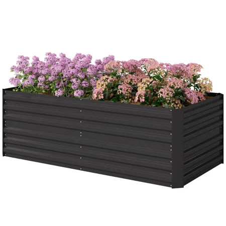 23" Tall Galvanized Steel Raised Garden Bed, Extra Large Open-Bottom Planter Box for Deep-Rooted Plants, Outdoor Patio Garden Bed