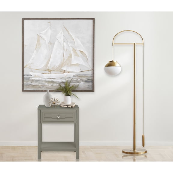 23" Taupe Side Table with Drawer and Glass Cover / Good for Bedroom Organization