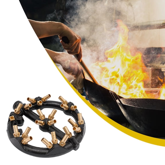 23 Tips Jet Burner, 126,500 BTU/HR G1/2 Round Shape Nozzle Jet Natural Gas Cast Iron Body with Brass Tips for Chinese Wok Range Grilling Stir Fry