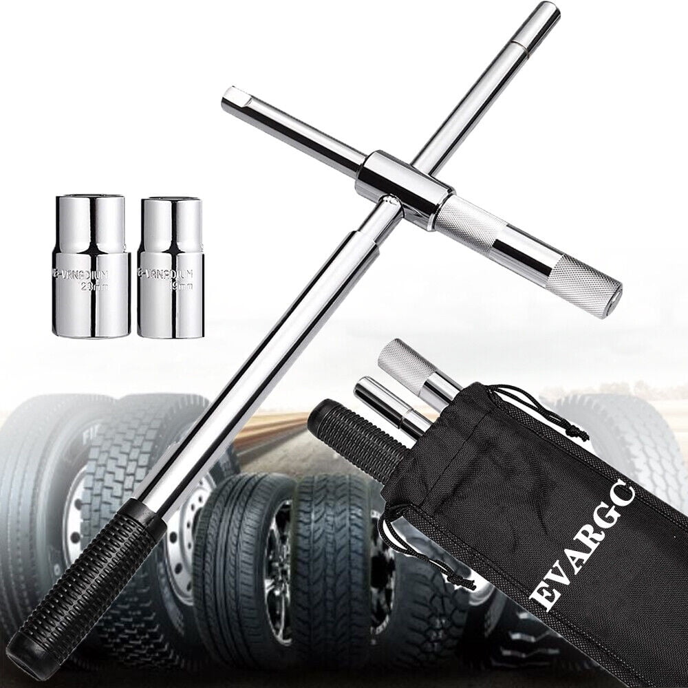 23" Universal Extended Lug Wrench, 4 Way Tire Iron Nut Wrench Set W