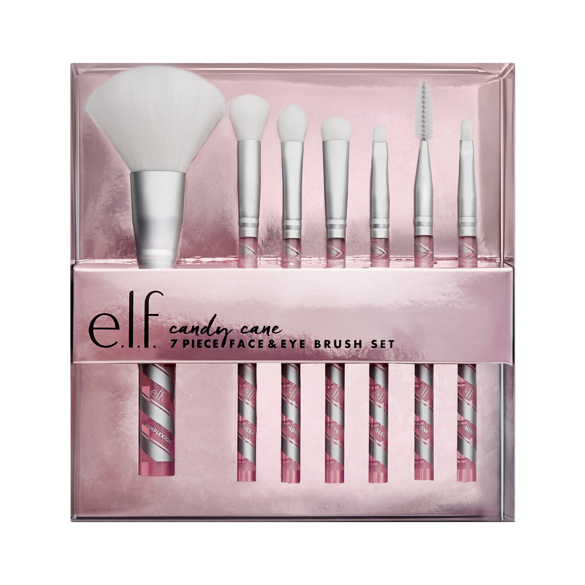 ($23 Value) e.l.f. Candy Cane 7 Piece Holiday Makeup Brush Set, Face & Eye - image 1 of 9