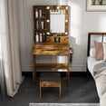thumbnail image 1 of 23" Vanity Makeup Set with Mirror, Adjustable Lights, Stool, Wood Dressing Table with Power Outlet and Hairdryer Holder, Modern Bedroom Storage Vanity, 1 of 8