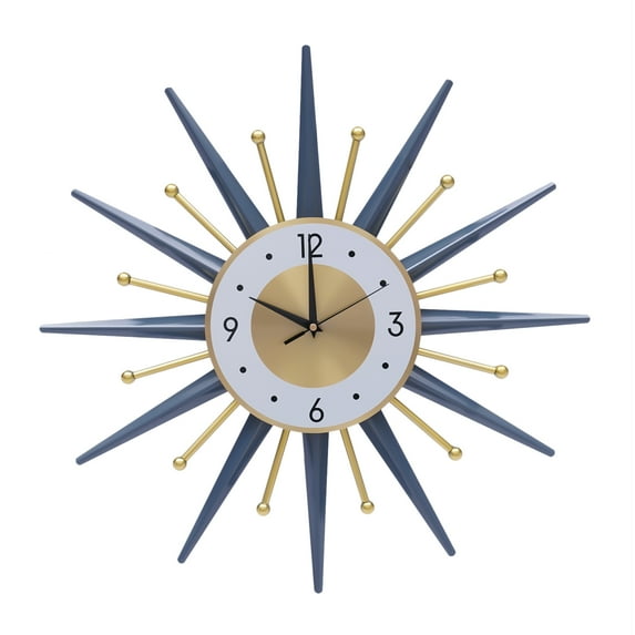 23" Vintage Wall Clock Retro Metal Silent Clock Nordic Style Home Decor Art Sunburst Clock Mid Century Wall Vintage Clock