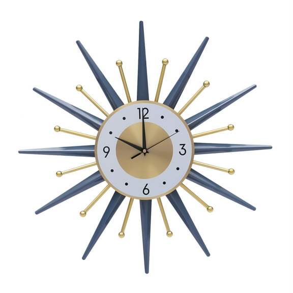 23" Vintage Wall Clock Retro Metal Silent Clock Nordic Style Home Decor Art Sunburst Clock Mid Century Wall Vintage Clock