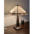 thumbnail image 1 of 23" White Stained Glass Floral Two Light Mission Style Table Lamp, 1 of 7