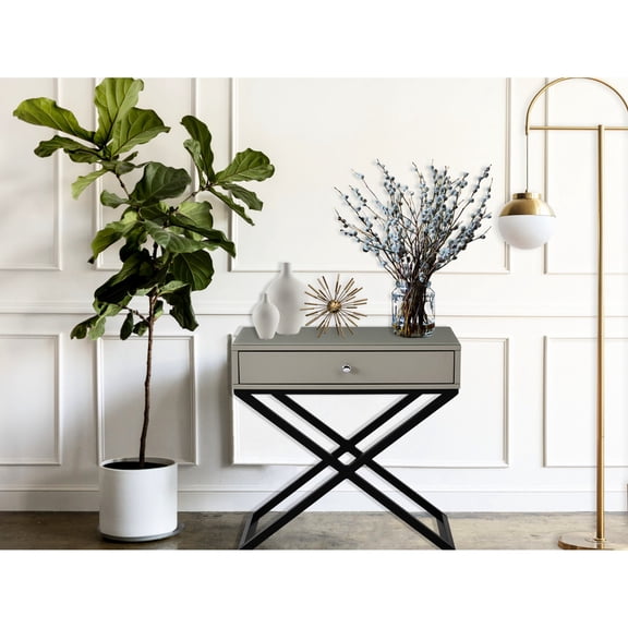 23" Wide - Glass Top and Drawer Features - Side Table in Patio - Outdoor - Friendly