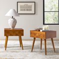 thumbnail image 1 of 23" Wooden End Table Set of 2 with Charging Station and Tray Modern End Table for Living Room Acorn, 1 of 8