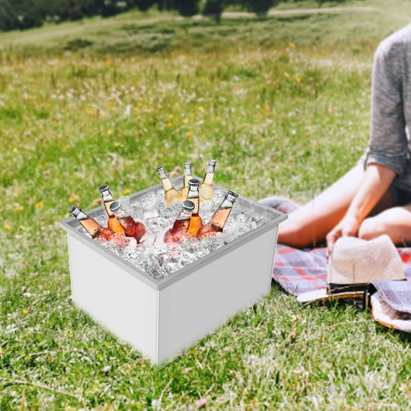 23" X 17" Drop-in Ice Chest Outdoor Kitchen Ice Cooler Ice Bin Stainless Steel Drop-in Ice Chest w/Lid