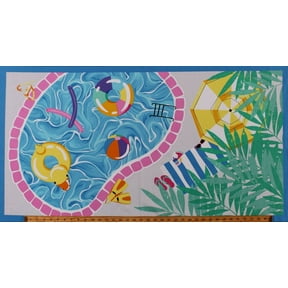 23" X 44" Panel Pool Noodles Floats Rafts Tubes Summertime Vacation Pool Party Blue Cotton Fabric Panel (1000P-70)