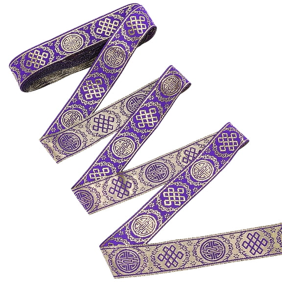 23 Yards Purple Vintage Jacquard Ribbon Floral Decorative Trim 1 Inch Ethnic Embroidered Ribbon Boho Style Woven Floral Trim DIY