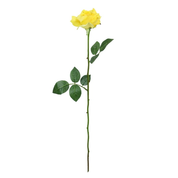 23" Yellow Long Stem Artificial Blooming Rose Pick